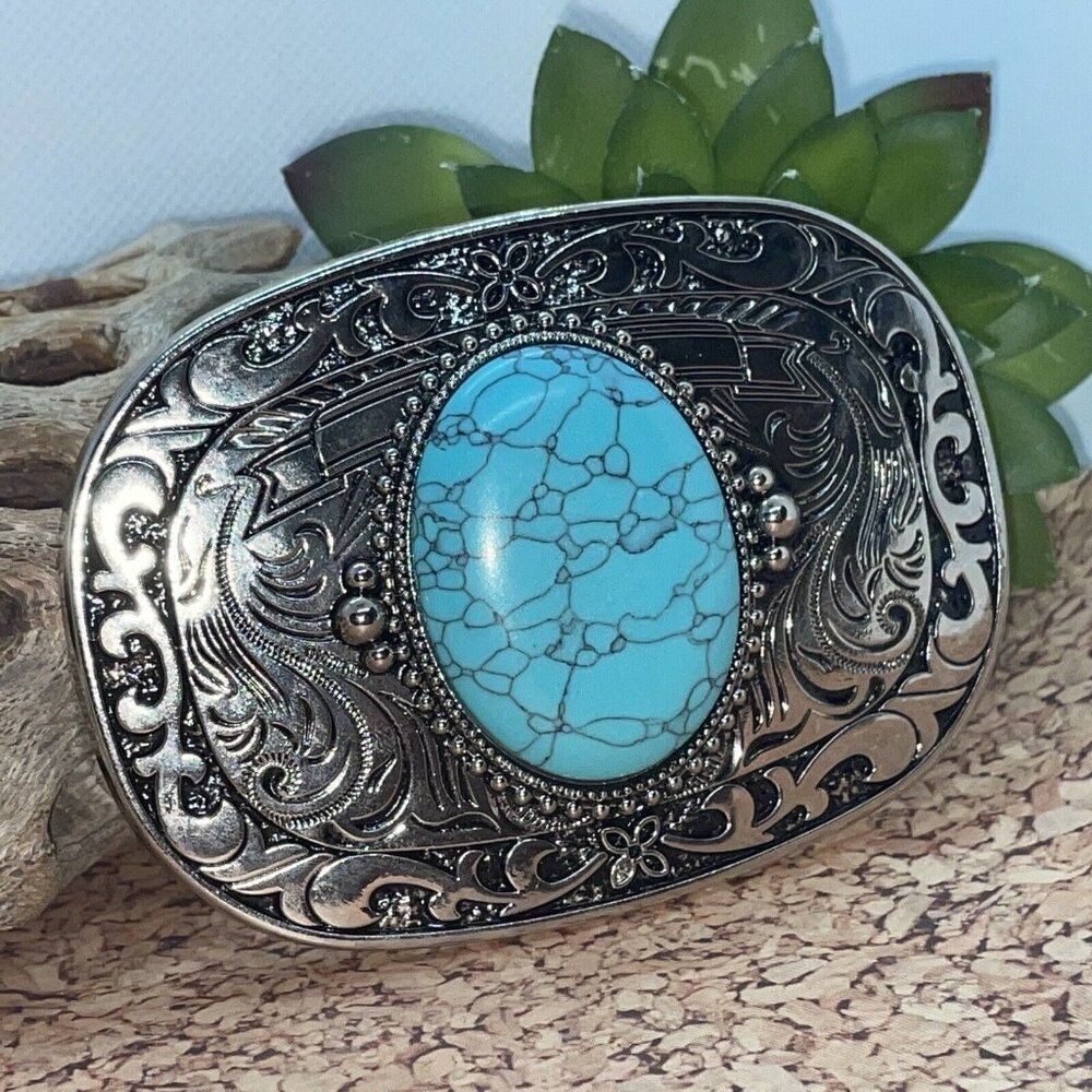 Turquoise Sale Stone Silver Western Southwest mens womens unisex Belt Buckle